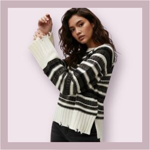 Azul by Moussy Distressed Border Knit Sweater